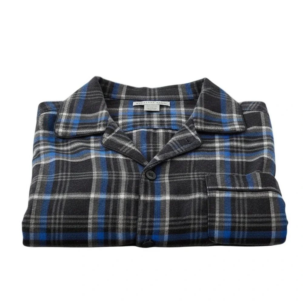 Vintage Geoffrey‎ Beene Men's Pajama Set 3XL Blue Black Plaid Cotton New In Pack